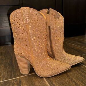👢💎 NWT Dingo Glam Western Rosegold Rhinestone Cowgirl Boots 💎👢 DI577-RG sz 9.5